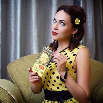 Black and yellow polka-dots dress