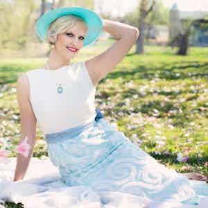 Elegant white and turquoise dress