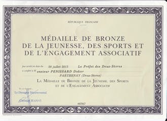 Didier Pénissard Médaillé par le Ministre de la Jeunesse et des sports