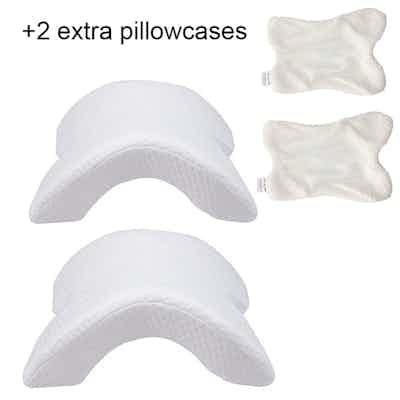 Curved memory foam pillow - 2 pack + 2 case