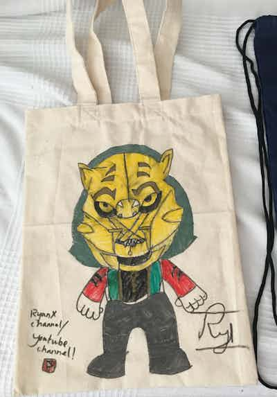 Coloured hand drawn medium cotton bag