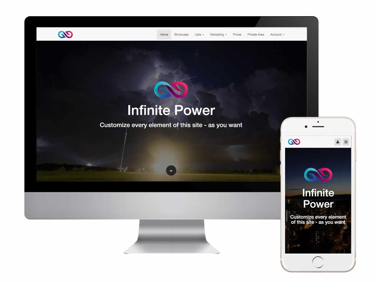 Infinite website builder theme and template.