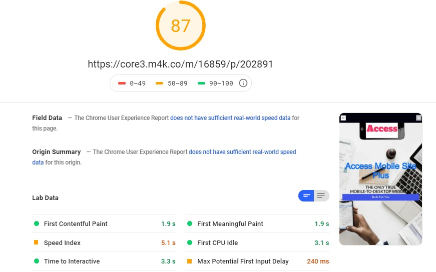 Google Mobile Speed test