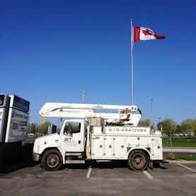Freightliner bucket truck, one of the many platforms we use for aerial overhead projects.