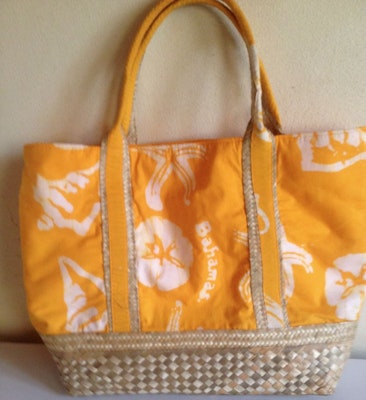 Yellow Island Print Summer Tote 
