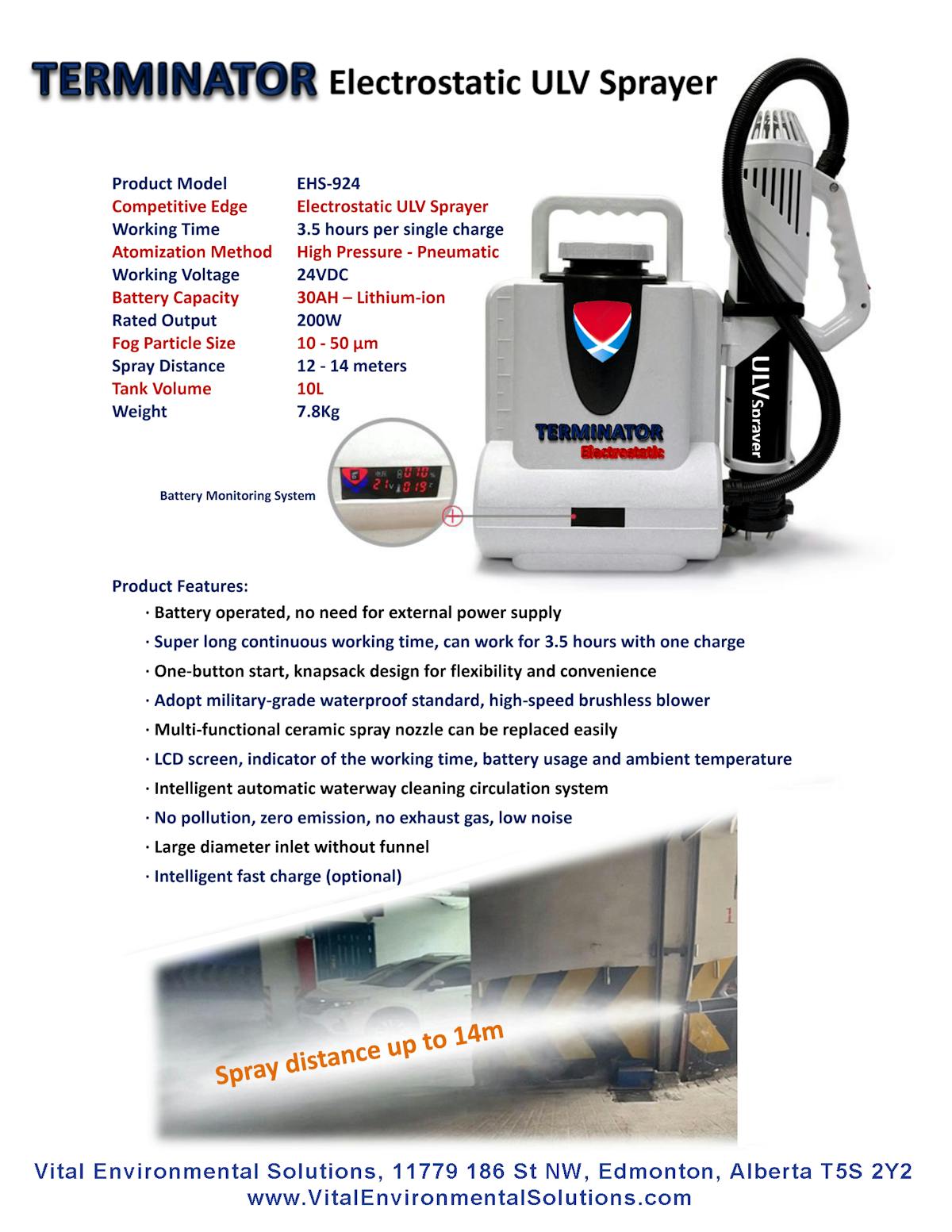 Terminator Electrostatic ULV Sprayer | Vital Environmental Solutions