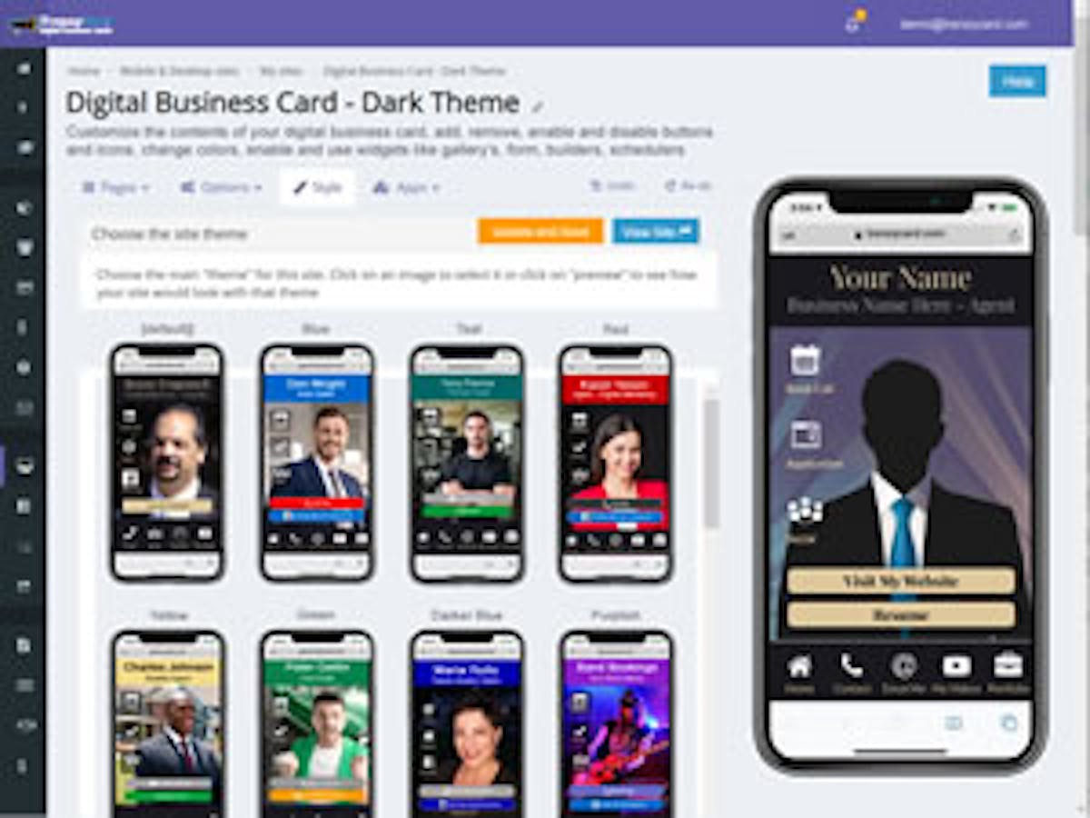 Digital Business Card Designing Dashboard