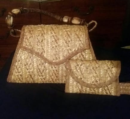 Dorimade Designs Natural Eleuthera Straw Bag and Clutch set