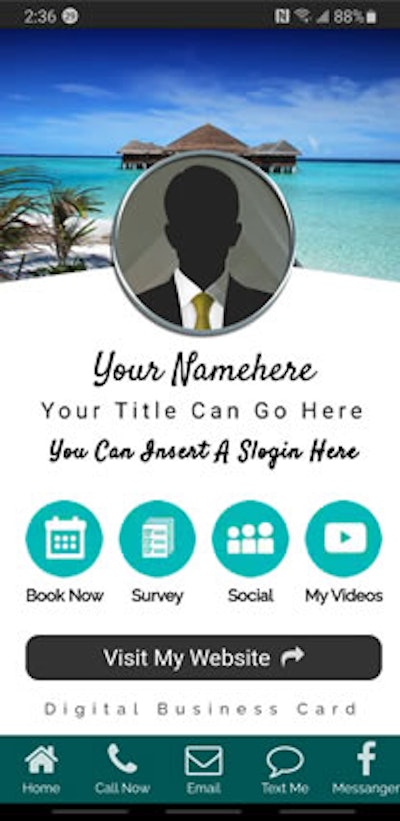 Digital Business Card - Teal/White