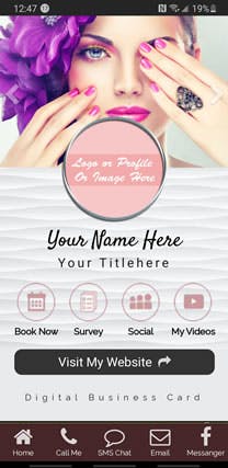 Digital Business Card Pink/Wht Hollow Icons