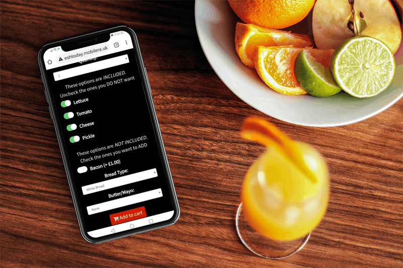 Smartphone With Food Ordering Website