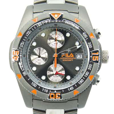 Fila men's chronograph charcoal dial Titanium Case watch (Orange detail)