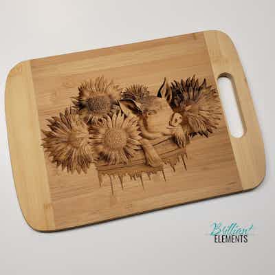 3D Pig with Flowers Cutting Board