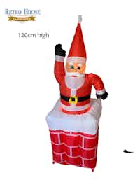 Illuminated Santa Pops Up and Down from a Chimney 120cm High