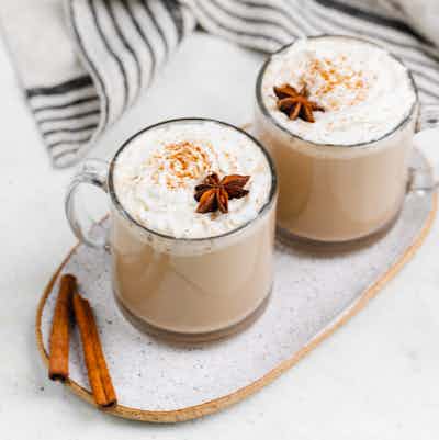 With just a handful of ingredients, in a few minutes time, you’ll be sipping on this deliciously warm and spicy almond milk latte. Toss together a few spices, tea bags, and whipped cream (you can leave out the whipped cream). Check out the how-to here.