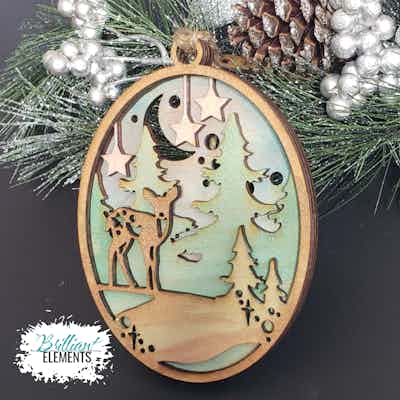 Watercolor Forest Deer Ornament