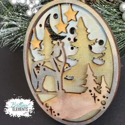 Watercolor Forest Wolf Ornament