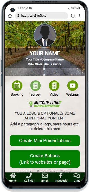 PWA Business Card Profile Image and Logo In Center