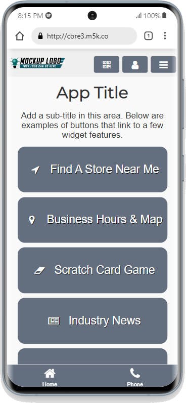 Basic PWA Gray Theme With Large Buttons