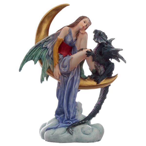 ﻿Midnight Moon Dragon Spirit of the Forest Fairy Figurine Image