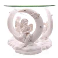 Decorative Cherub Oil & Wax Burner with Glass Dish