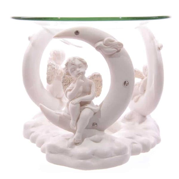 Decorative Cherub Oil & Wax Burner with Glass Dish Image