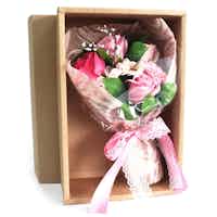 ﻿Boxed Hand Soap Flower Bouquet - Pink
