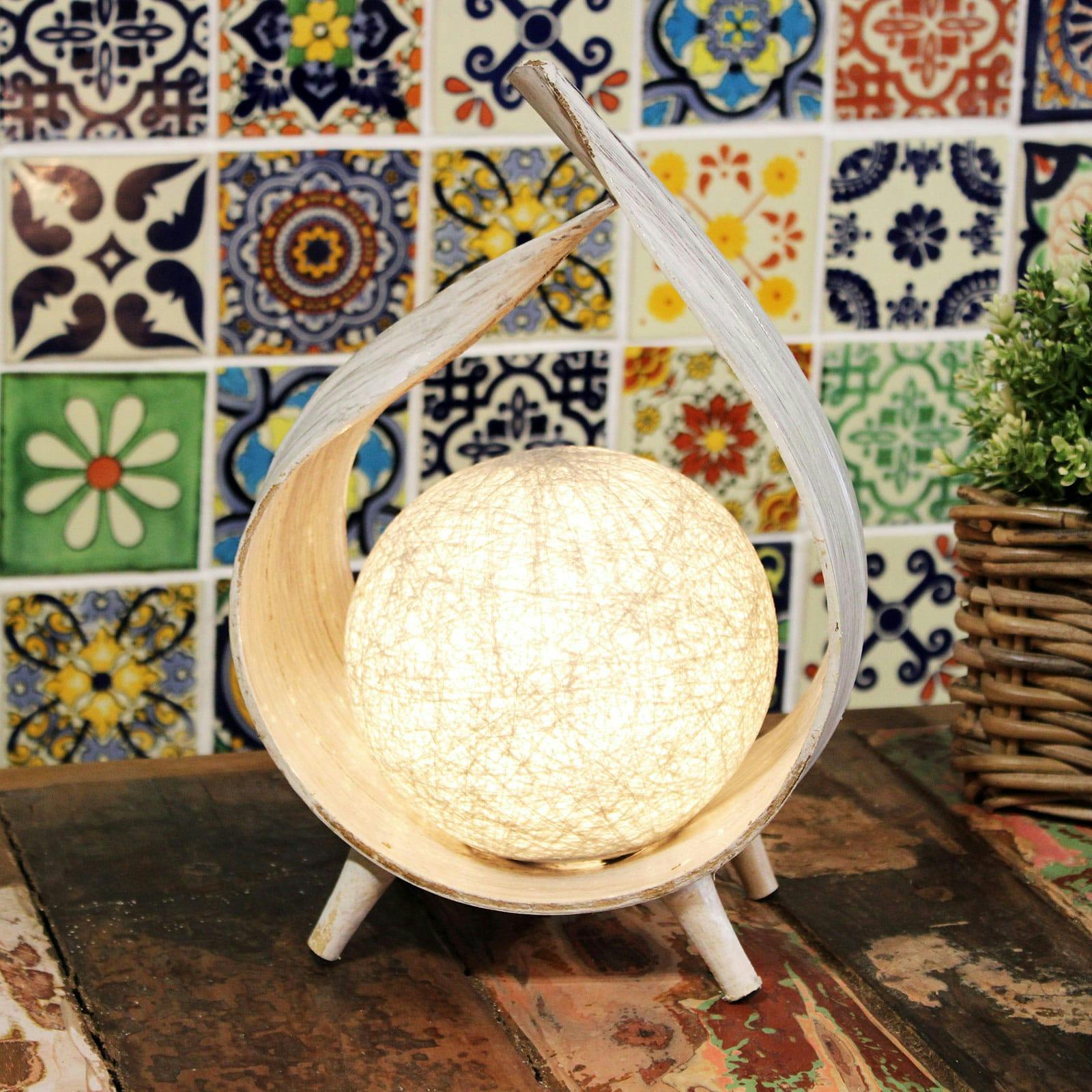 ﻿Natural Coconut Lamp - Whitewash Wrapover Image