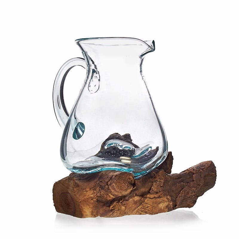 Molten Glass on Wood- Water Jug Image