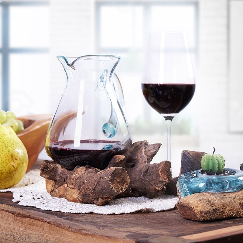 Molten Glass on Wood- Water Jug Image