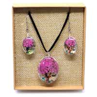 Pressed Flowers - Tree of Life Set - Bright Pink