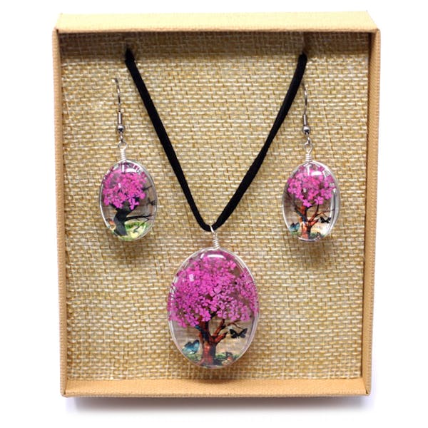 Pressed Flowers - Tree of Life Set - Bright Pink Image