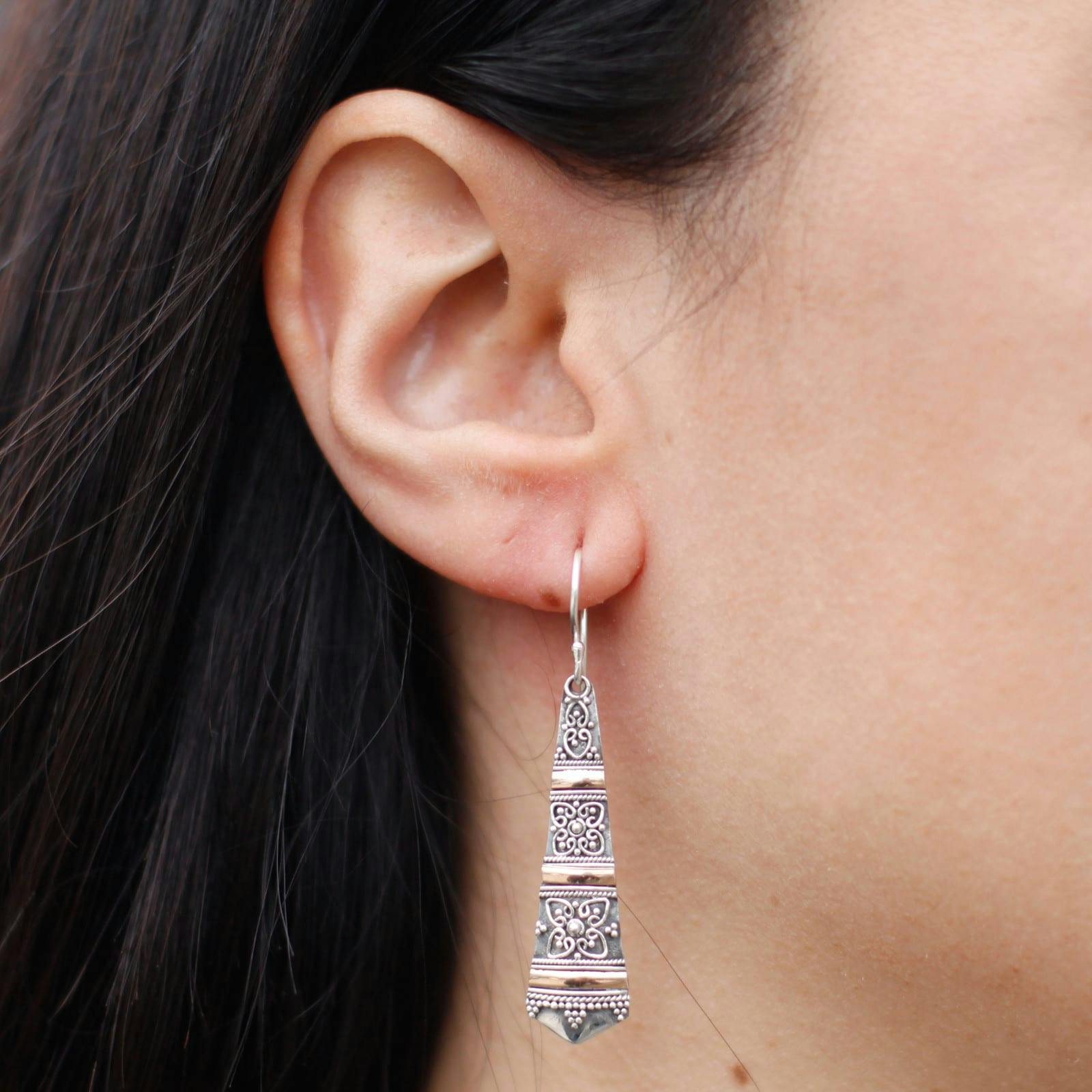 Silver & Gold Earring - Tribal Drops Image