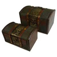 Set of 2 Colonial Boxes - Metal Embossed
