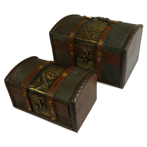 Set of 2 Colonial Boxes - Metal Embossed Image