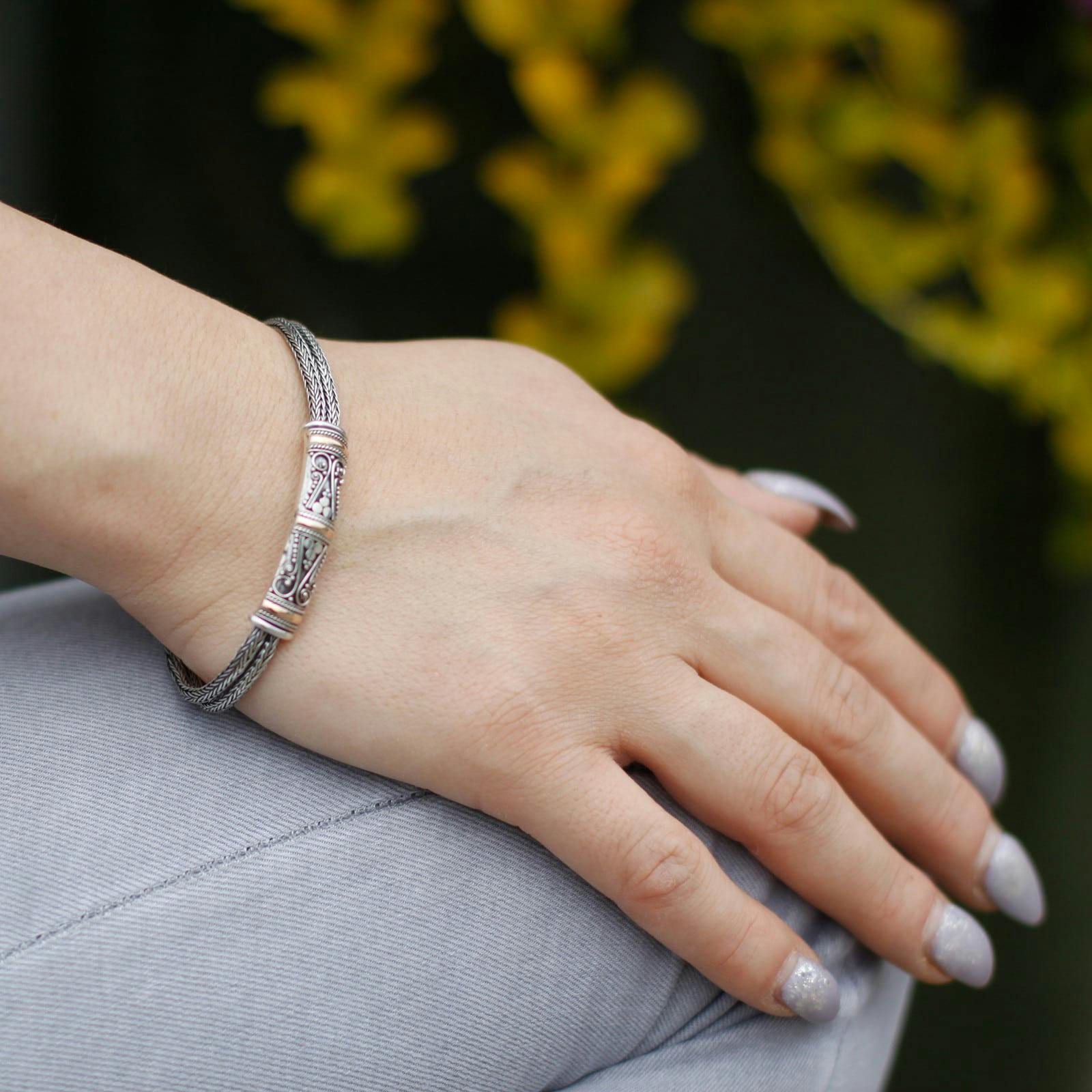 Silver & Gold Bracelet - Unisex Twin Chain Image