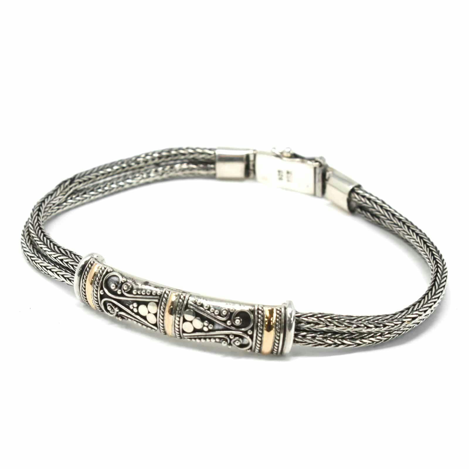 Silver & Gold Bracelet - Unisex Twin Chain Image