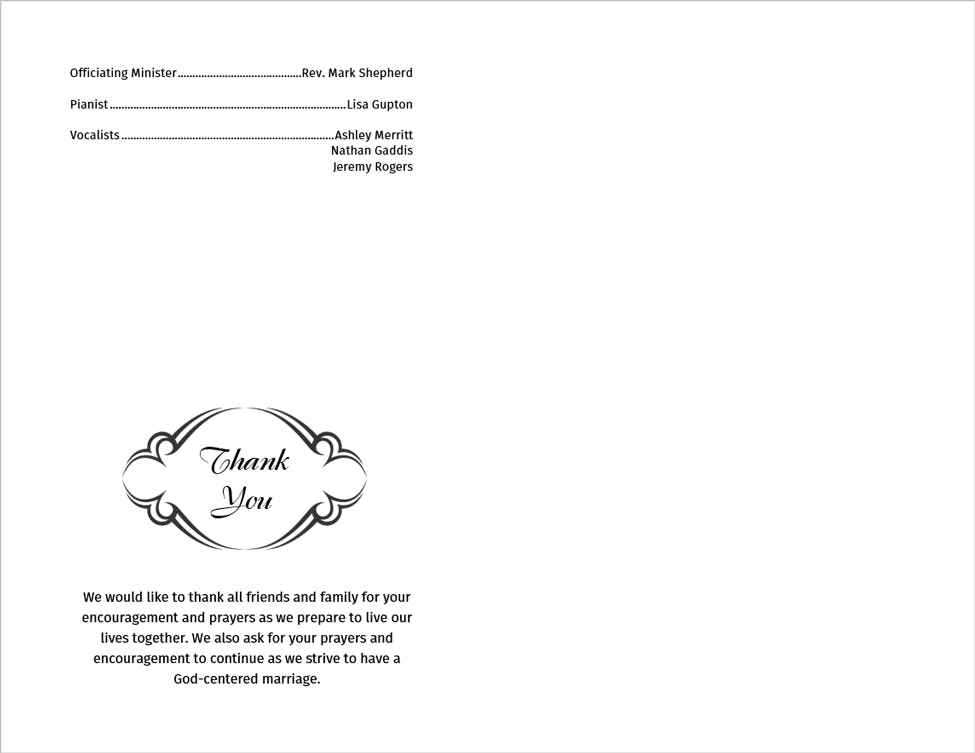 Wedding Program Template 4 - Back