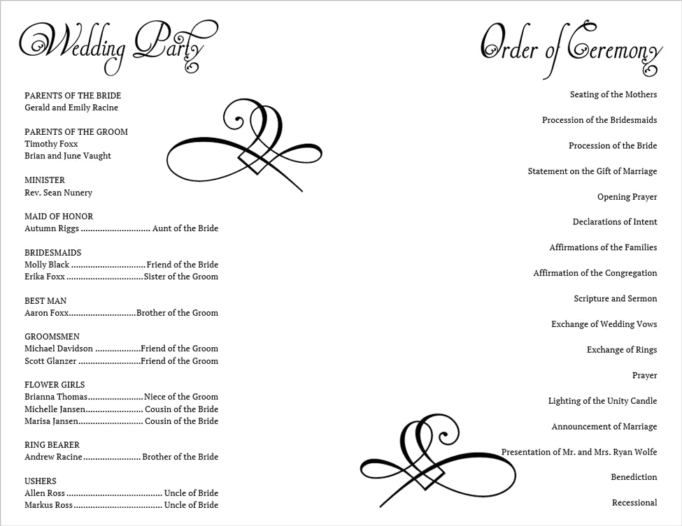 Wedding Program Template 5 - Inside Sections