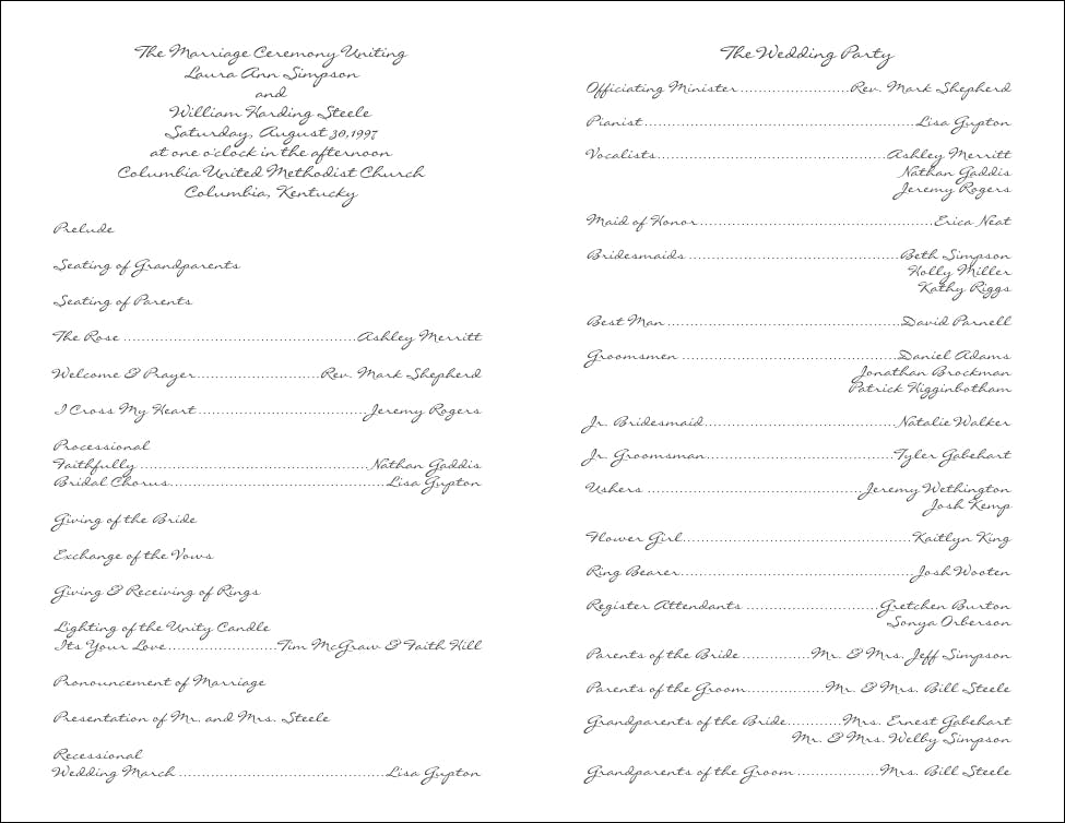 Christian Wedding Program Template 5 - Inside