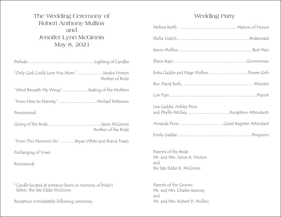Christian Wedding Program Template 3 - Inside