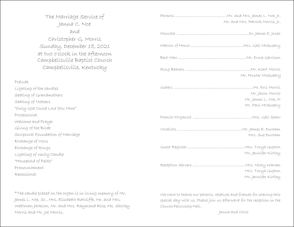 Christian Ceremony Wedding Program Templates Christian Ceremony Wedding Program Templates