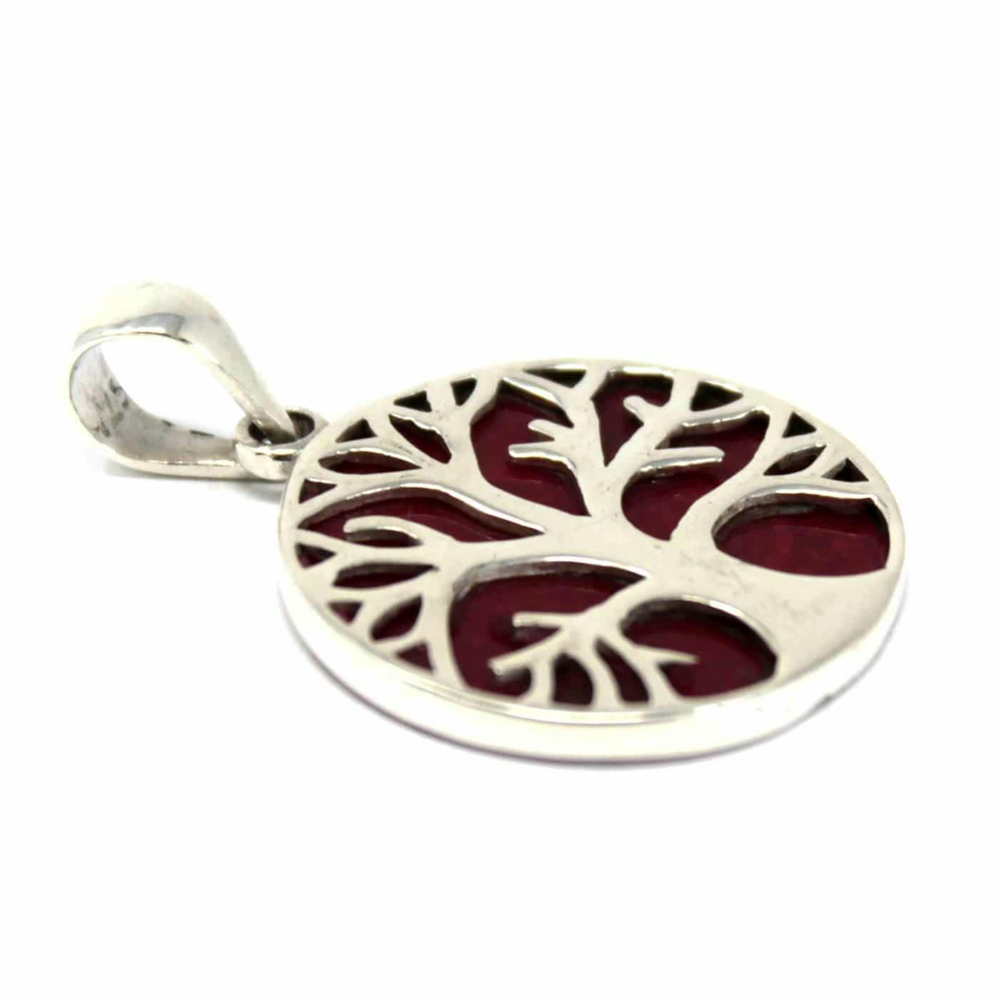 Tree of Life Silver Pendant 22mm - Coral Effect Image