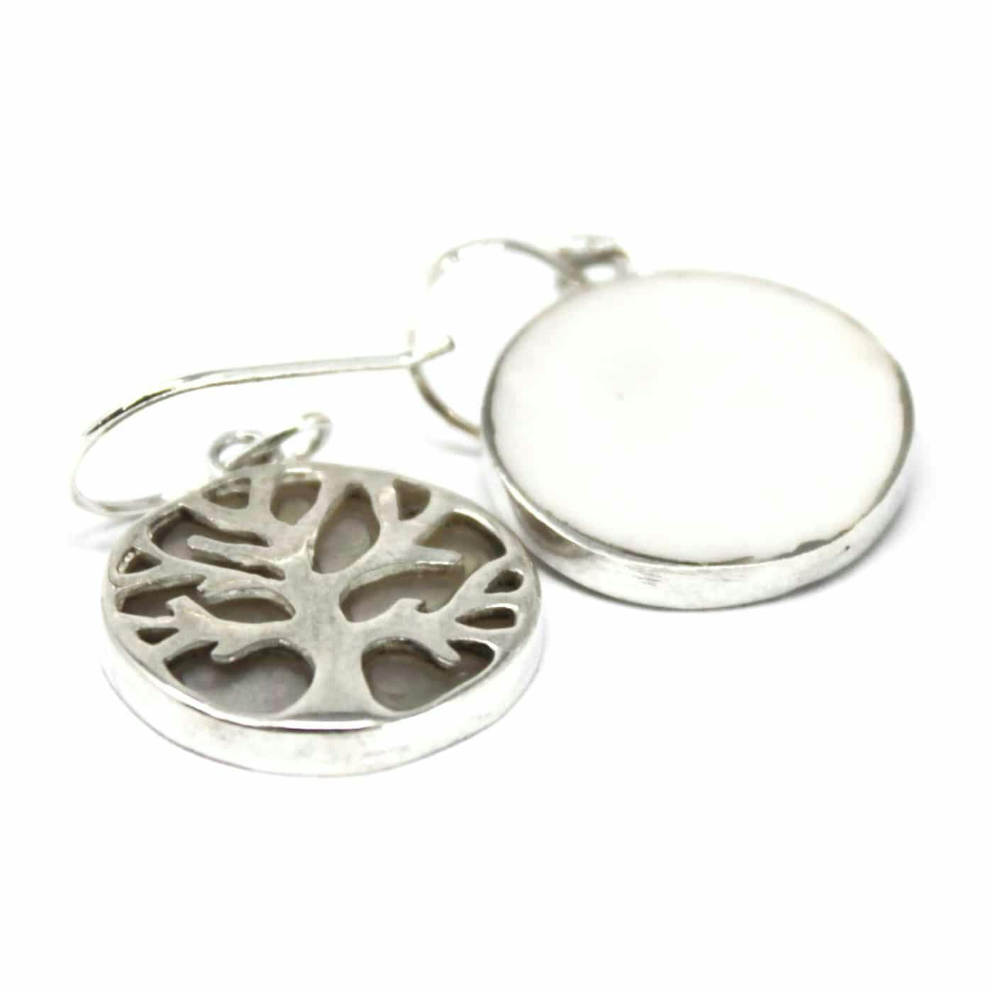 Tree of Life Silver Earrings 15mm - Mother of Pearl Image