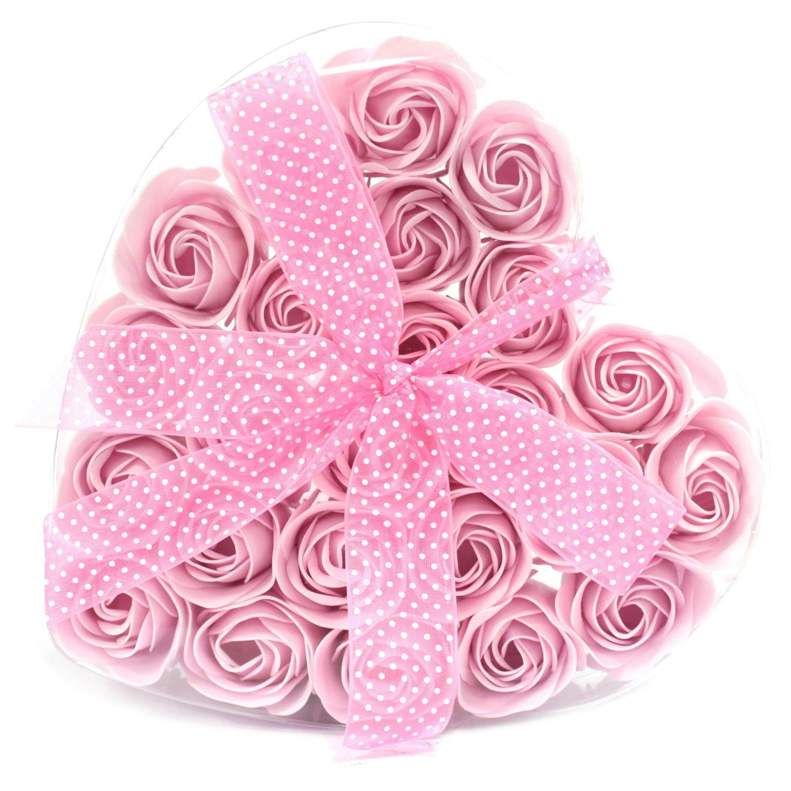 Set of 24 Soap Flower Heart Box - Pink Roses Image