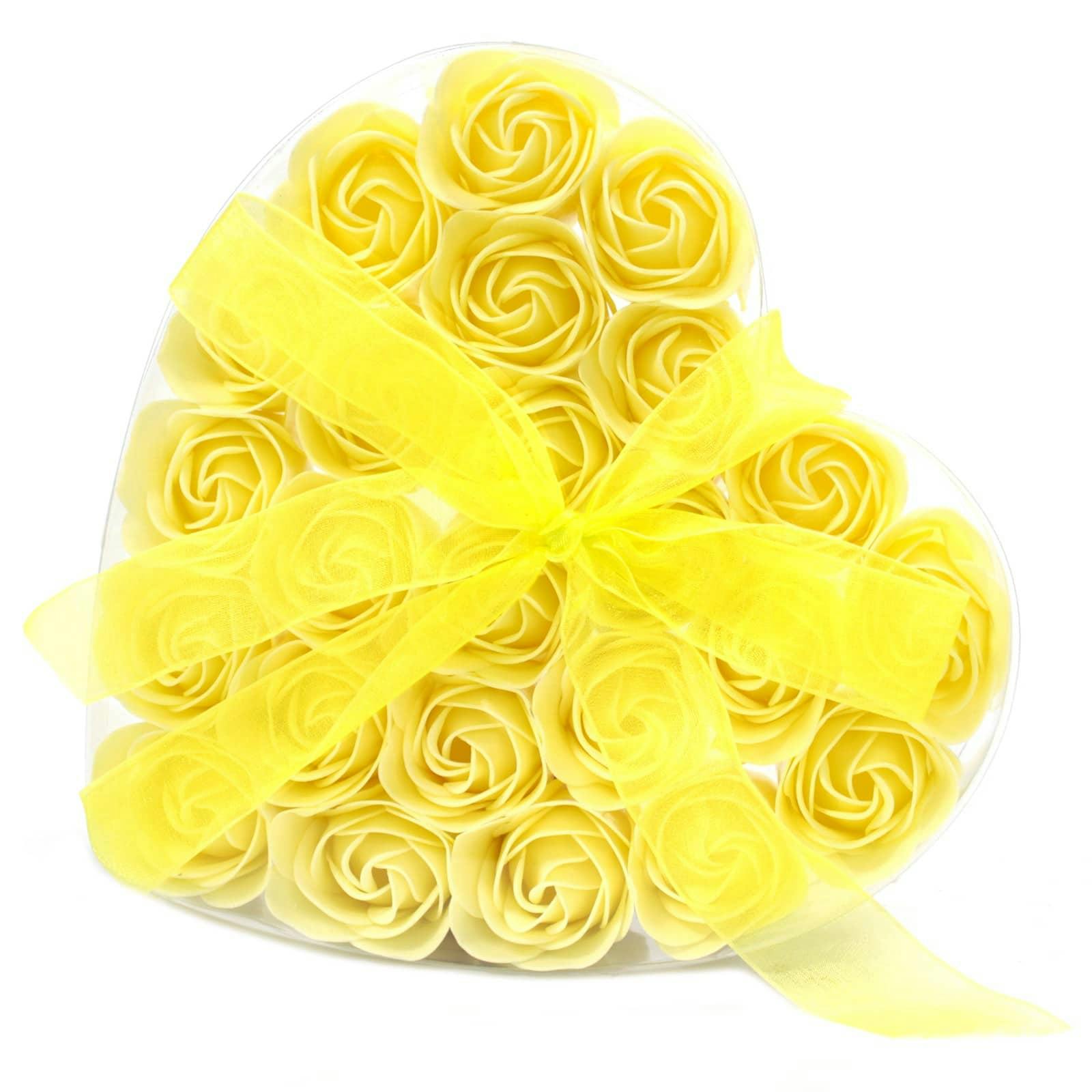 Set of 24 Soap Flower Heart Box - Yellow Roses Image