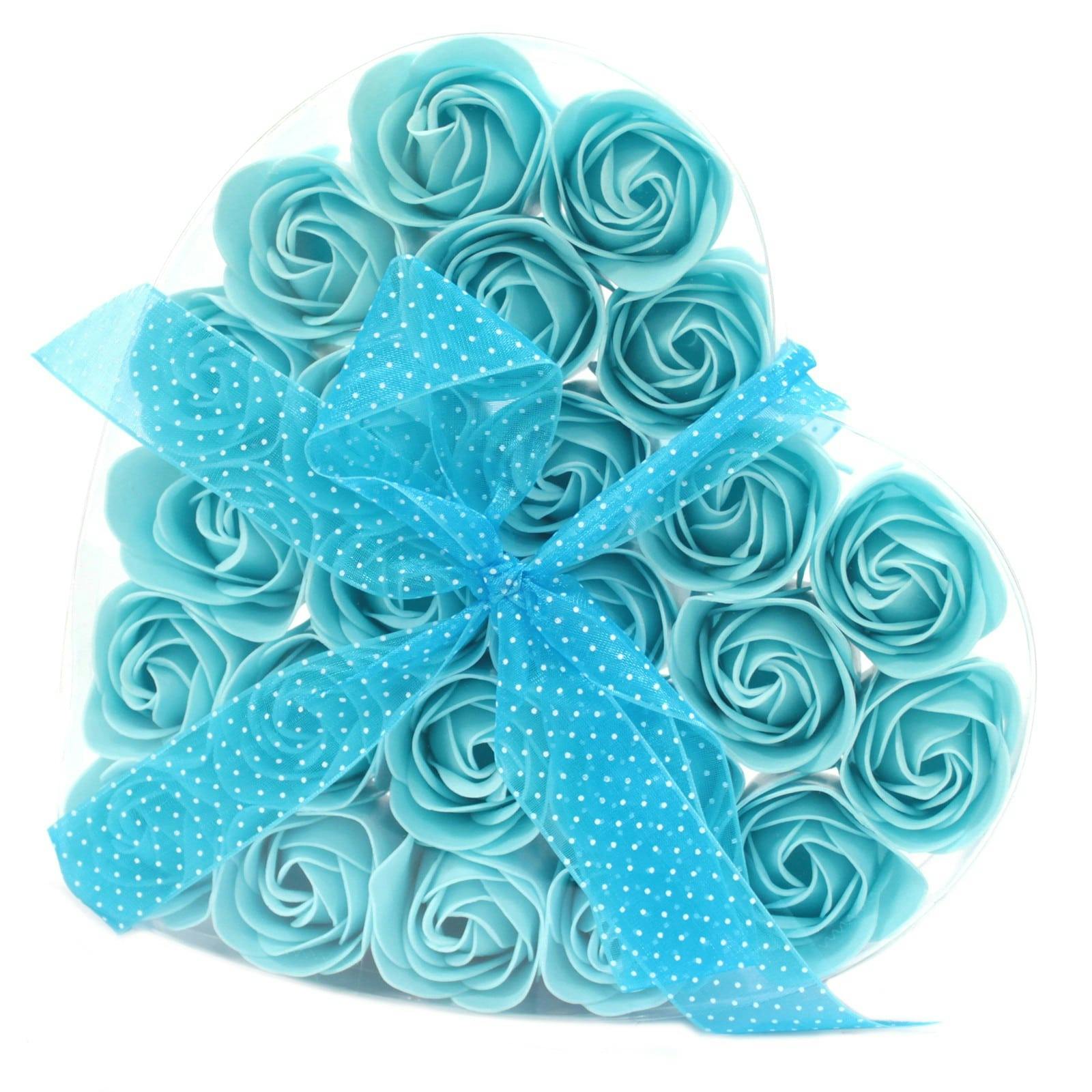 Set of 24 Soap Flower Heart Box - Blue Roses Image