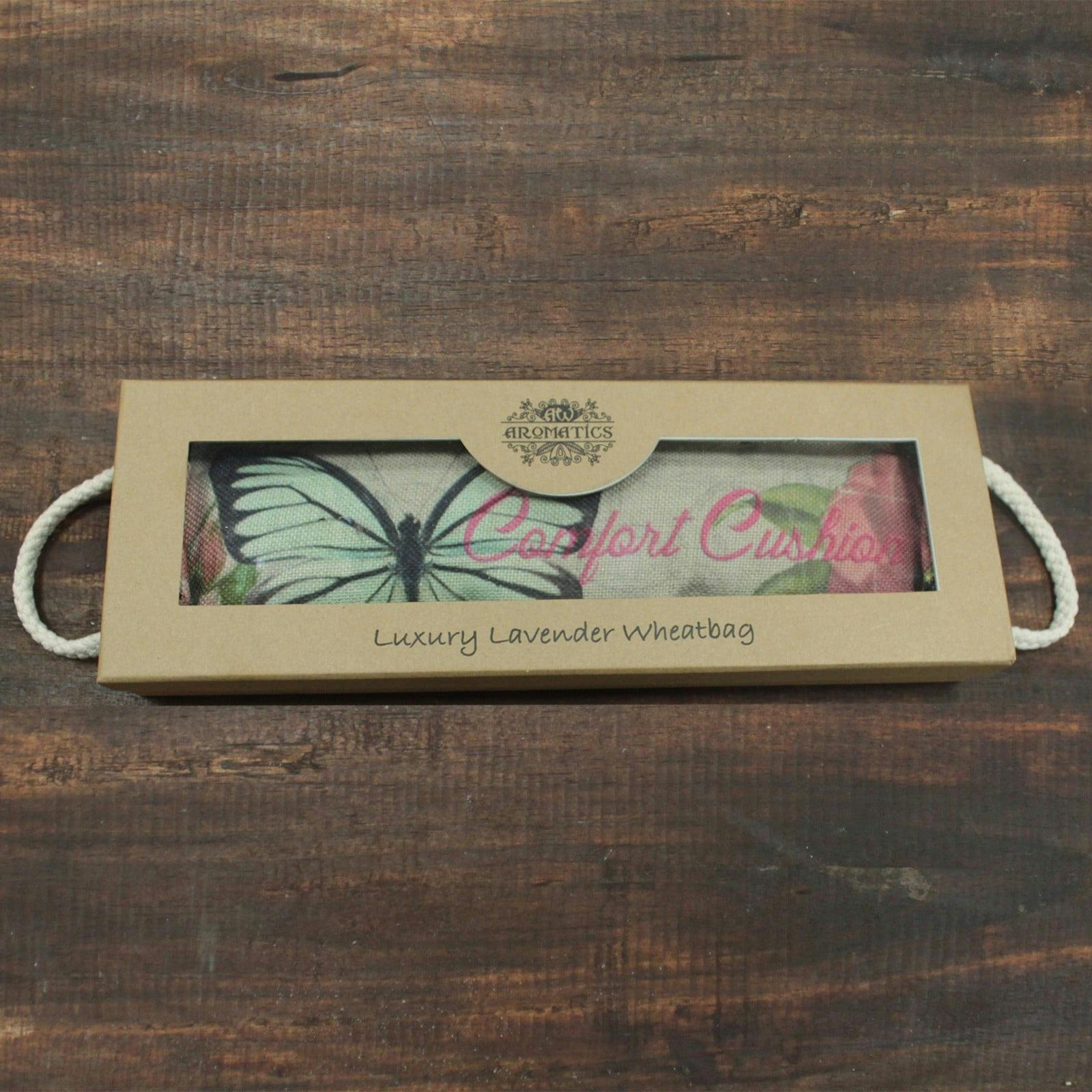 Luxury Lavender Wheat Bag in Gift Box - Butterfly & Roses Image