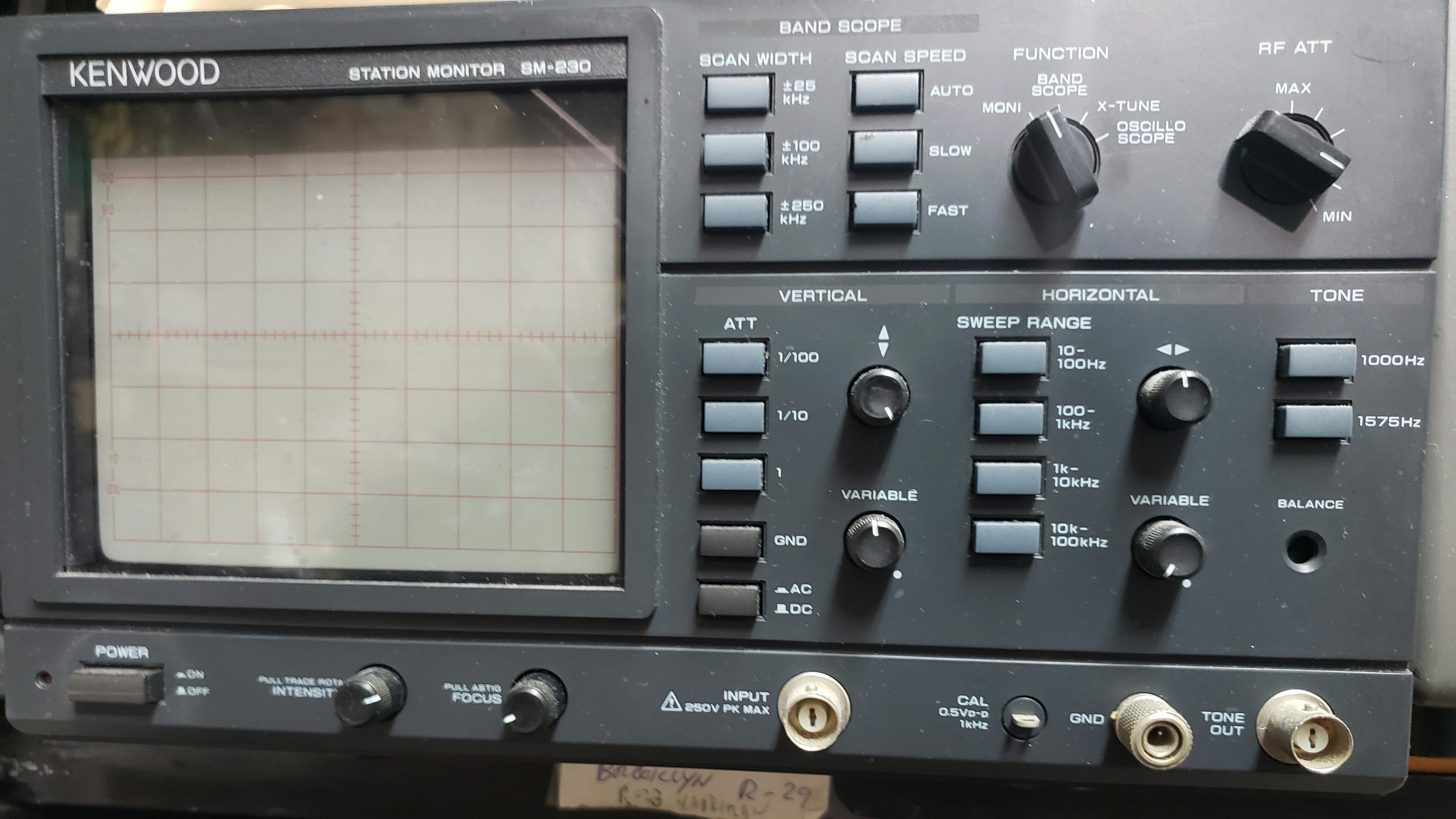 Kenwood SM-230 Station Monitor Oscilloscope (rear view)