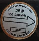 Bird Elements/Plugs for the 43 Watt Meter -25C	100-250 MHz	25Watts